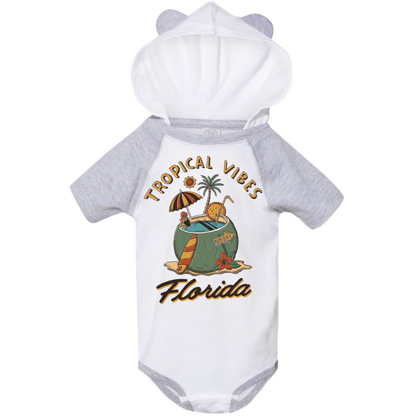 Tropical Vibes Florida Hooded Baby Onesie