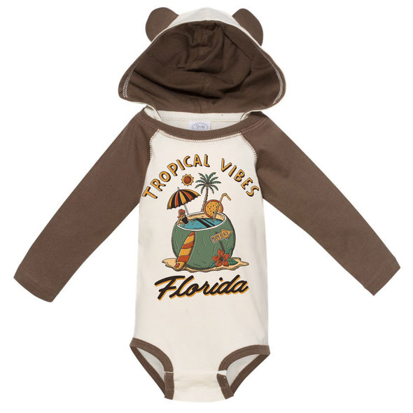 Tropical Vibes Florida Hooded Baby Onesie