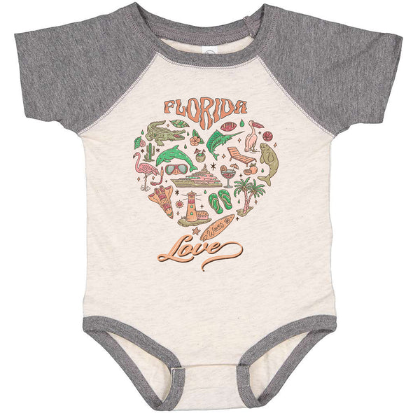 Florida Love Baseball Baby Onesie