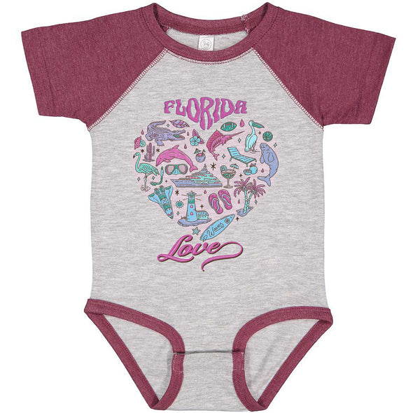 Florida Love Baseball Baby Onesie