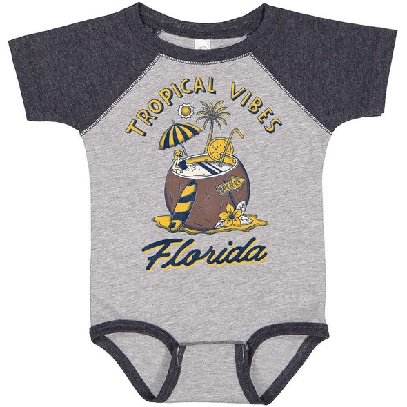 Tropical Vibes Florida Baseball Baby Onesie