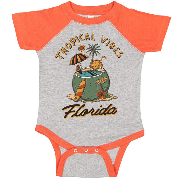 Tropical Vibes Florida Baseball Baby Onesie