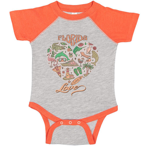 Florida Love Baseball Baby Onesie