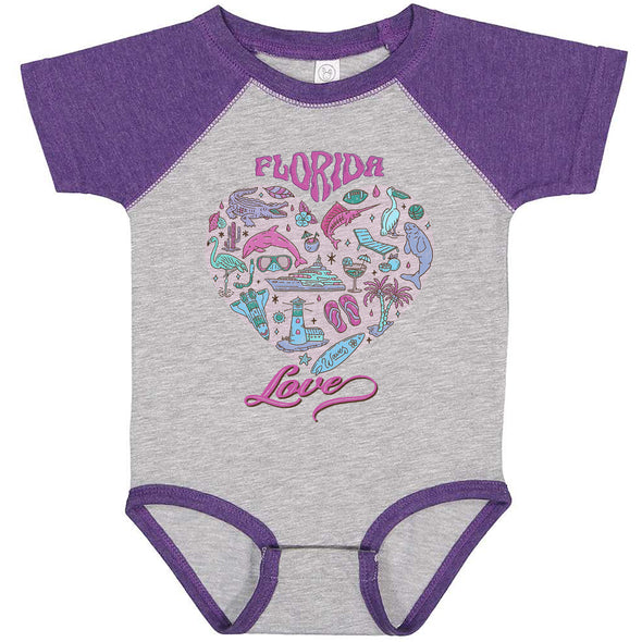 Florida Love Baseball Baby Onesie