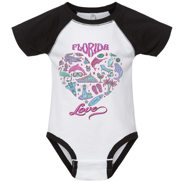 Florida Love Baseball Baby Onesie