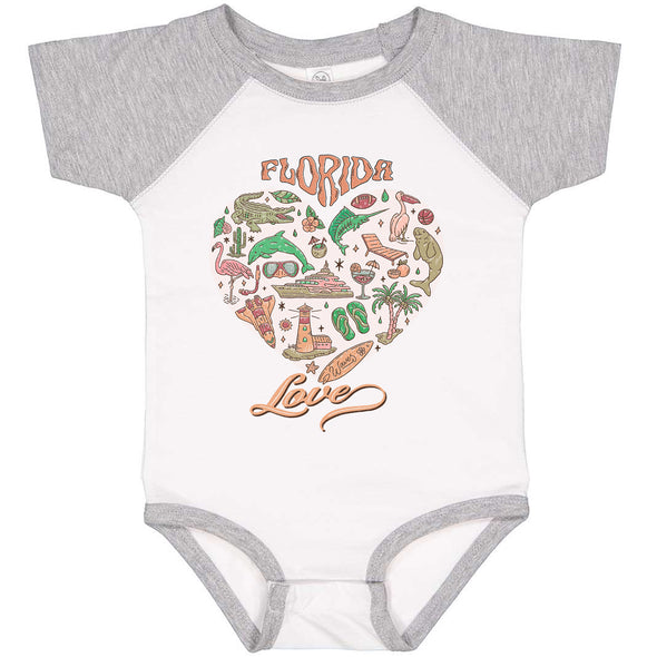 Florida Love Baseball Baby Onesie