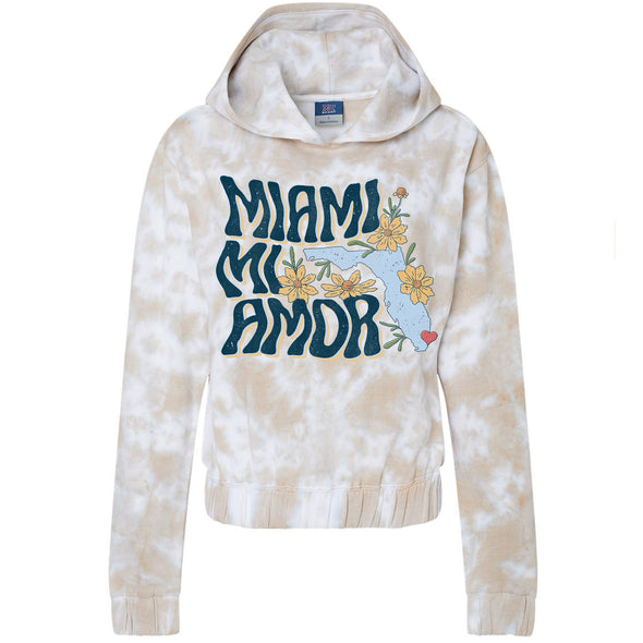 Miami mi Amor Florida Tie-Dyed Cropped Hoodie