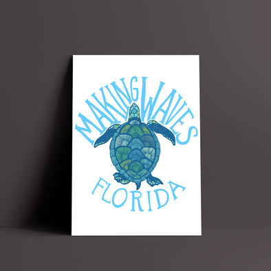 Sea Turtle Florida White Poster