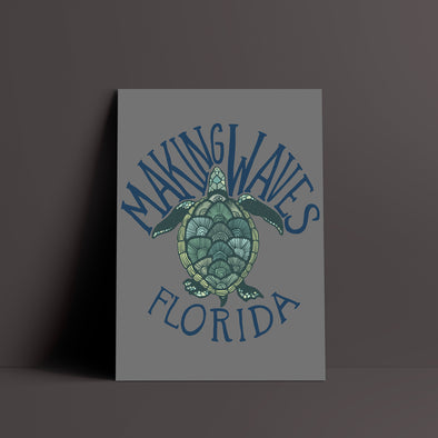 Sea Turtle Florida Grey Poster