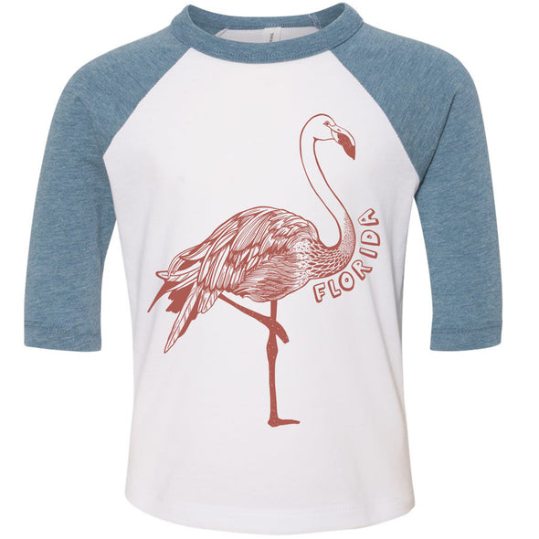 Flamingo Florida Toddler Baseball Tee