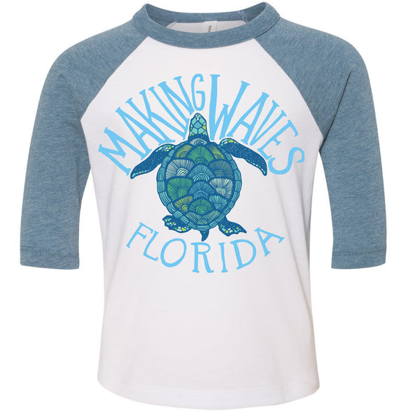 Sea Turtle Florida Toddler Baseball Tee