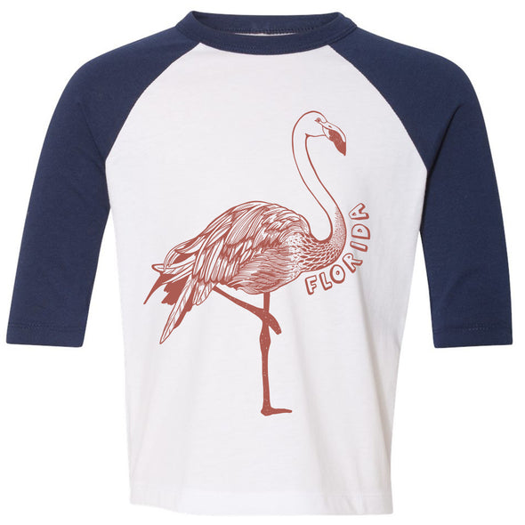 Flamingo Florida Toddler Baseball Tee