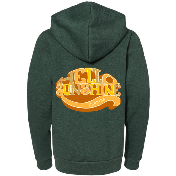 Hello Sunshine Florida Raglan Youth Zip Up Hoodie