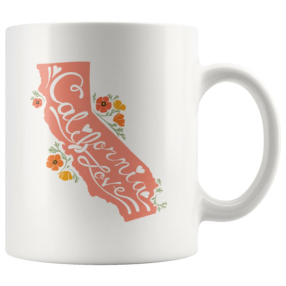 CA State With Poppies Coral Mug-CA LIMITED