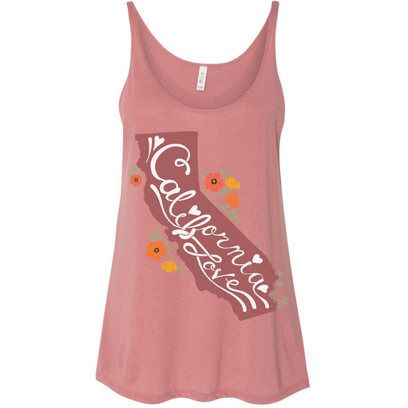 CA State With Poppies Flowy Tank-CA LIMITED