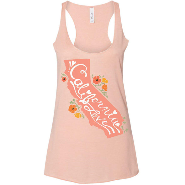 CA State With Poppies Racerback Tank-CA LIMITED