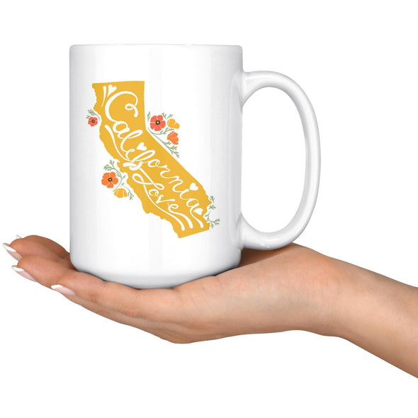 CA State With Poppies Yellow Mug-CA LIMITED