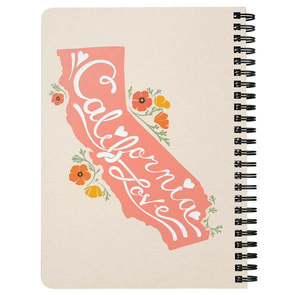 CA State with Poppies Albescent White Spiral Notebook-CA LIMITED