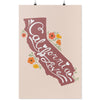 CA State with Poppies Champagne Poster-CA LIMITED