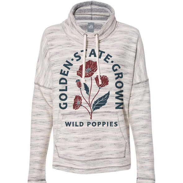 CA Wild Poppies Baja Cowl Neck Sweater-CA LIMITED