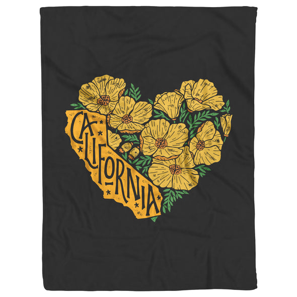 Cali Heart Black Blanket