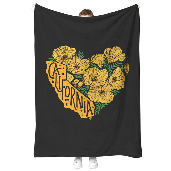 Cali Heart Black Blanket