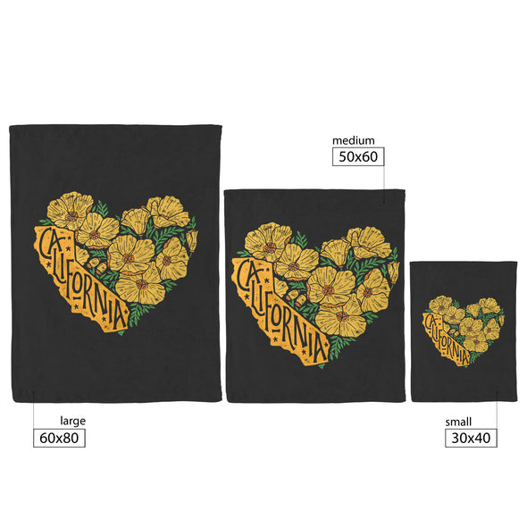 Cali Heart Black Blanket
