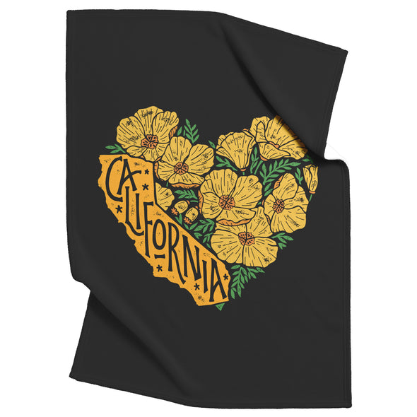 Cali Heart Black Blanket
