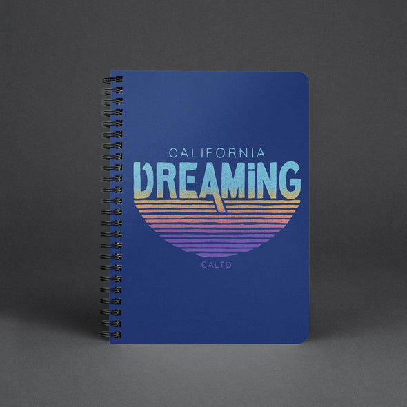 California Dreaming Stripes Blue Spiral Notebook-CA LIMITED