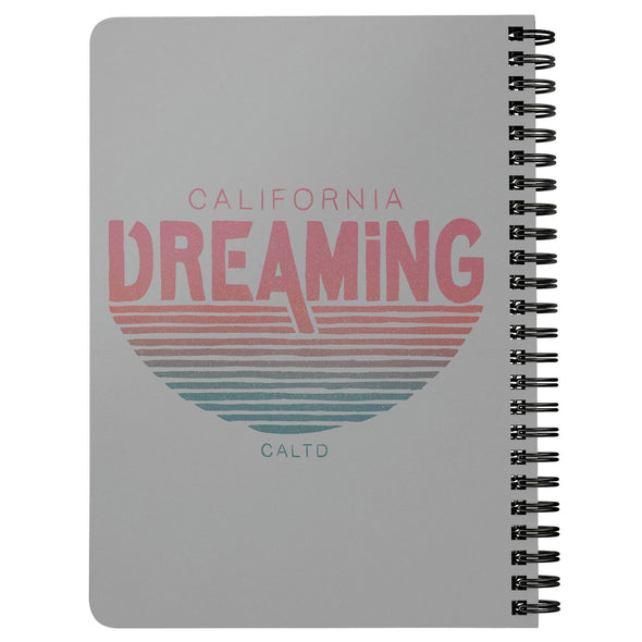 California Dreaming Stripes Grey Spiral Notebook-CA LIMITED