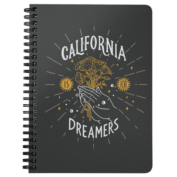 California Is For Dreamers Black Spiral Notebook-CA LIMITED