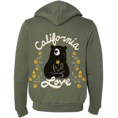 California Love Bear Military Green Zipper hoodie-CA LIMITED