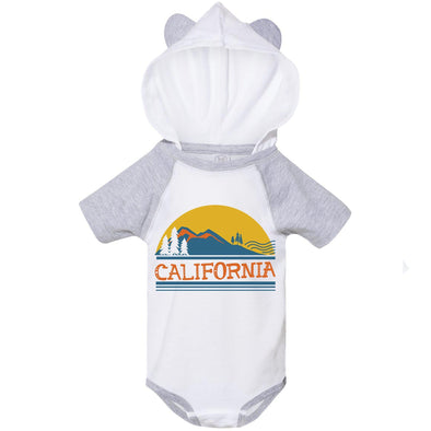 California Mountains Hooded Baby Onesie-CA LIMITED