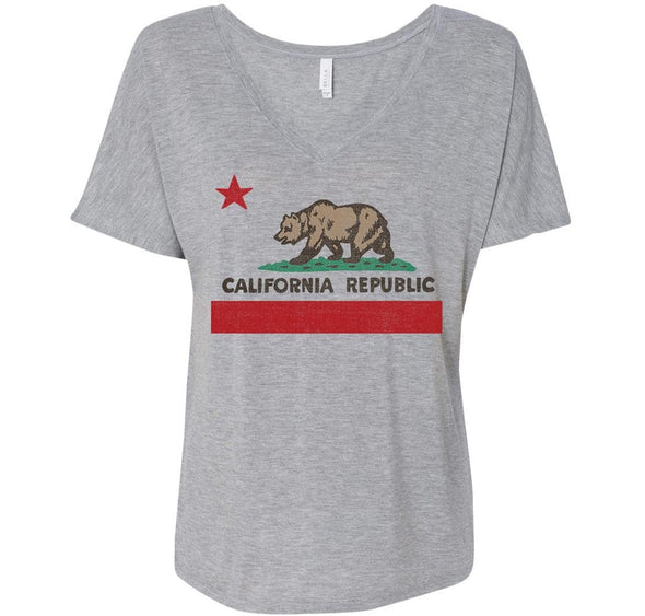 California Republic State Flag Flowy V-Neck Dolman-CA LIMITED