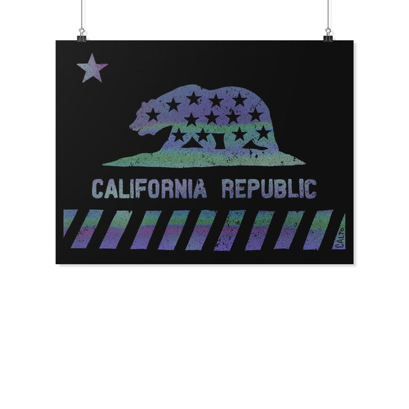 California Star Flag Black Poster-CA LIMITED