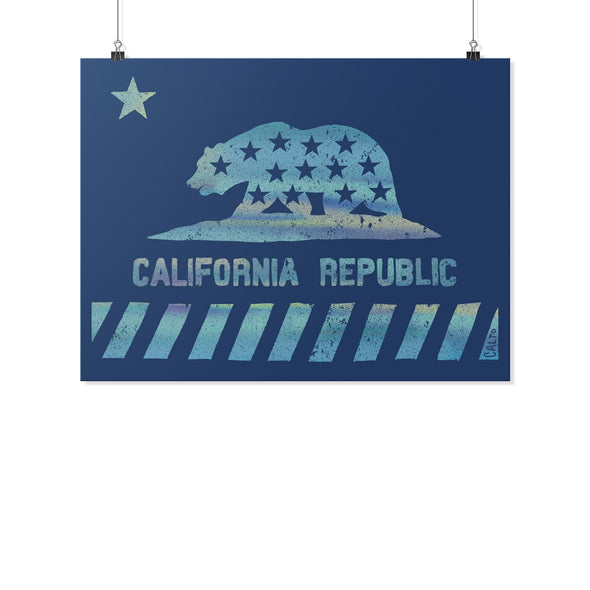 California Star Flag Blue Poster-CA LIMITED