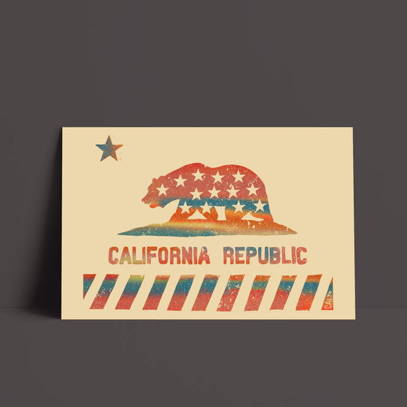 California Star Flag Cream Poster-CA LIMITED