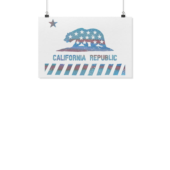 California Star Flag White Poster-CA LIMITED