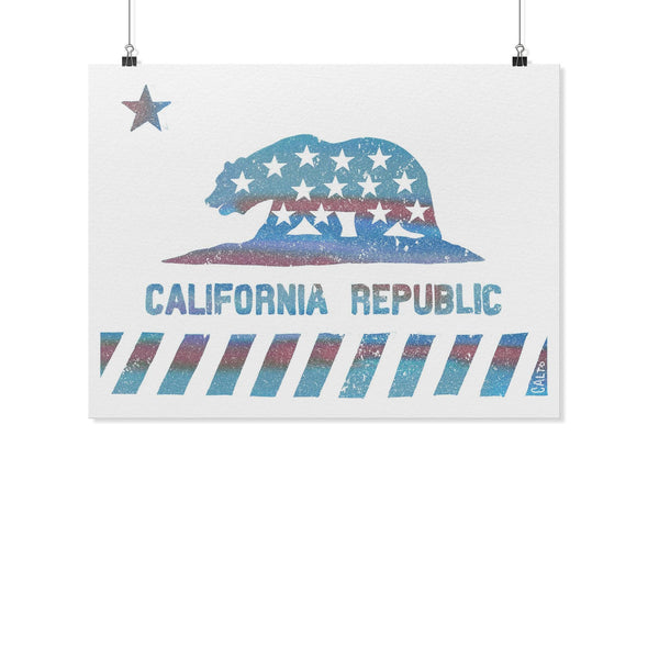 California Star Flag White Poster-CA LIMITED