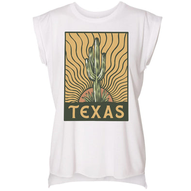 Desert Sunset TX Rolled Sleeve Tank-CA LIMITED