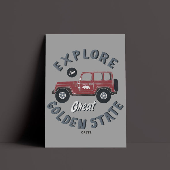 Explore The Great Golden State Grey Poster-CA LIMITED