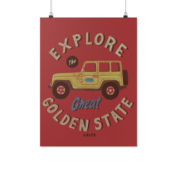 Explore The Great Golden State Red Poster-CA LIMITED