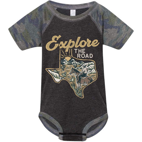 Explore the Road Texas Baseball Baby Onesie-CA LIMITED