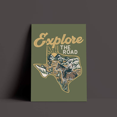 Explore the Road Texas Finch Green Poster-CA LIMITED