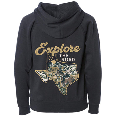 Explore the Road Texas Raglan Youth Zip Up Hoodie-CA LIMITED