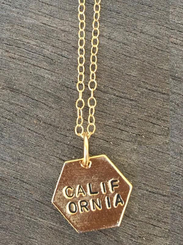 Gold California Hexagon Necklace-CA LIMITED