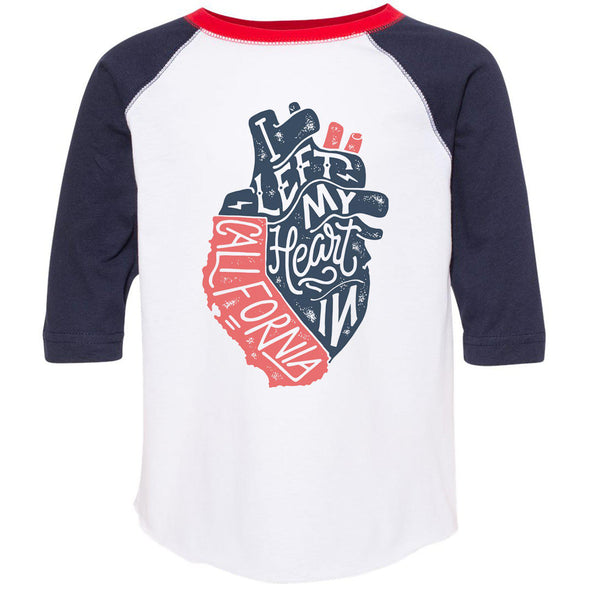 I Left My Heart In CA Toddler Baseball Tee-CA LIMITED