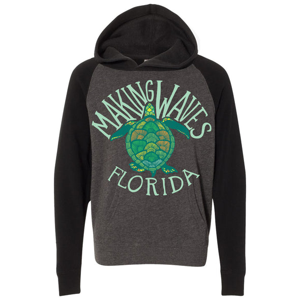 Sea Turtle Florida Raglan Youth Hoodie