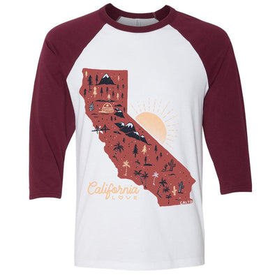 Map CA Love Baseball Tee-CA LIMITED