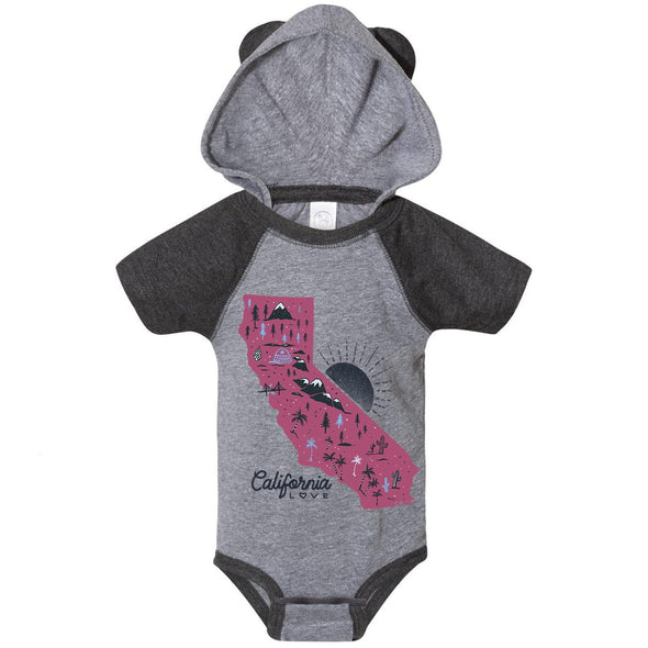 Map CA Love Hooded Baby Onesie-CA LIMITED